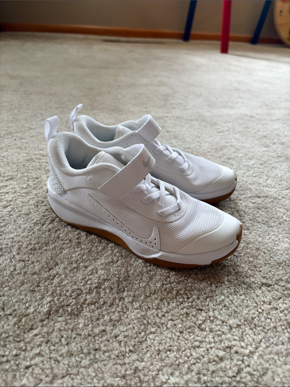 Brand New Nike Kids White Sneakers with Gum Outsole